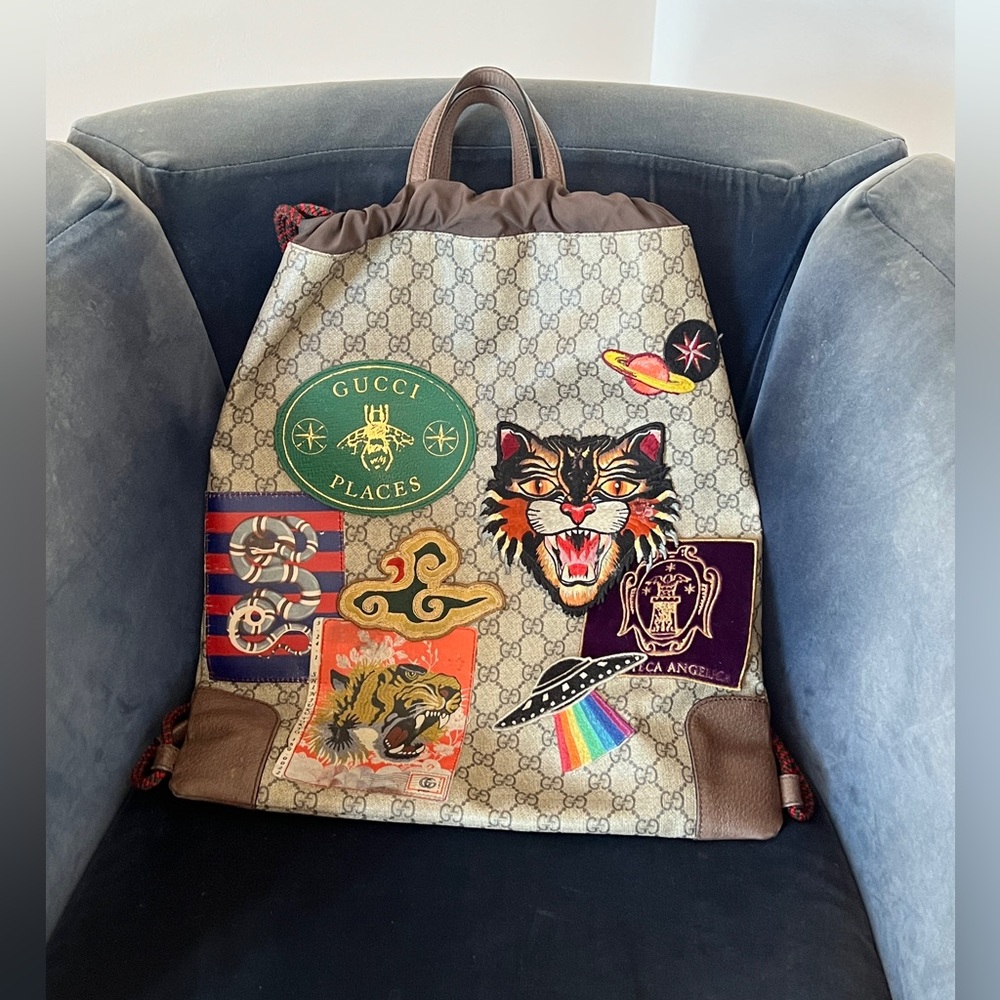 Gucci Limited Edition Appliqué Drawstring Backpack